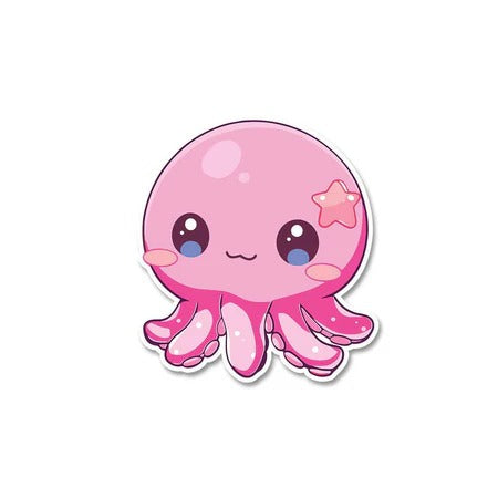 Cute Pink Octopus Vinyl Sticker