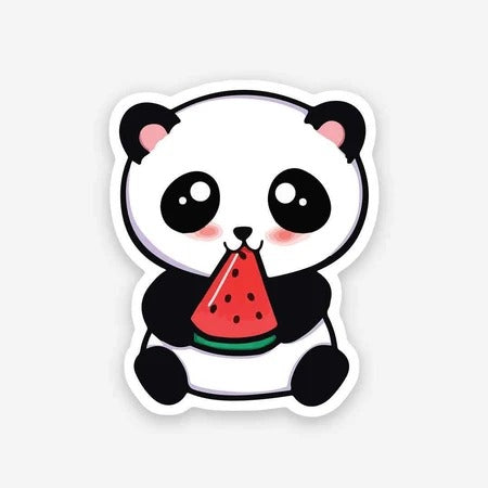 Cute Panda Eating Watermelon Vinyl Sticker