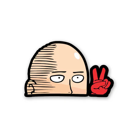 Saitama Peace Sign Vinyl Sticker