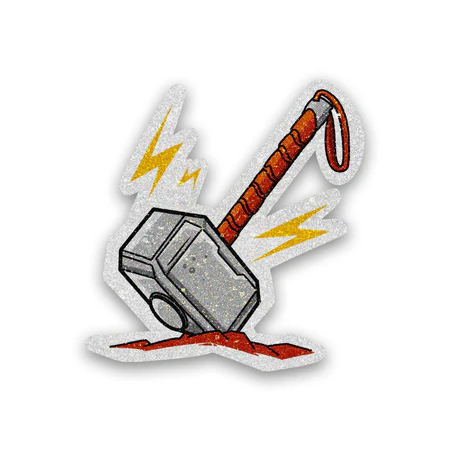 Thor Hammer Glitter Sticker